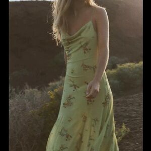 Zara Asymmetrical Floral Dress in Light Green